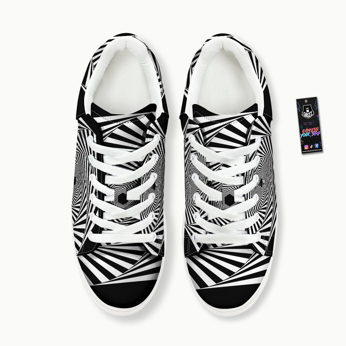 Motion Illusion Angular Swirl Print Platform Shoes-grizzshop
