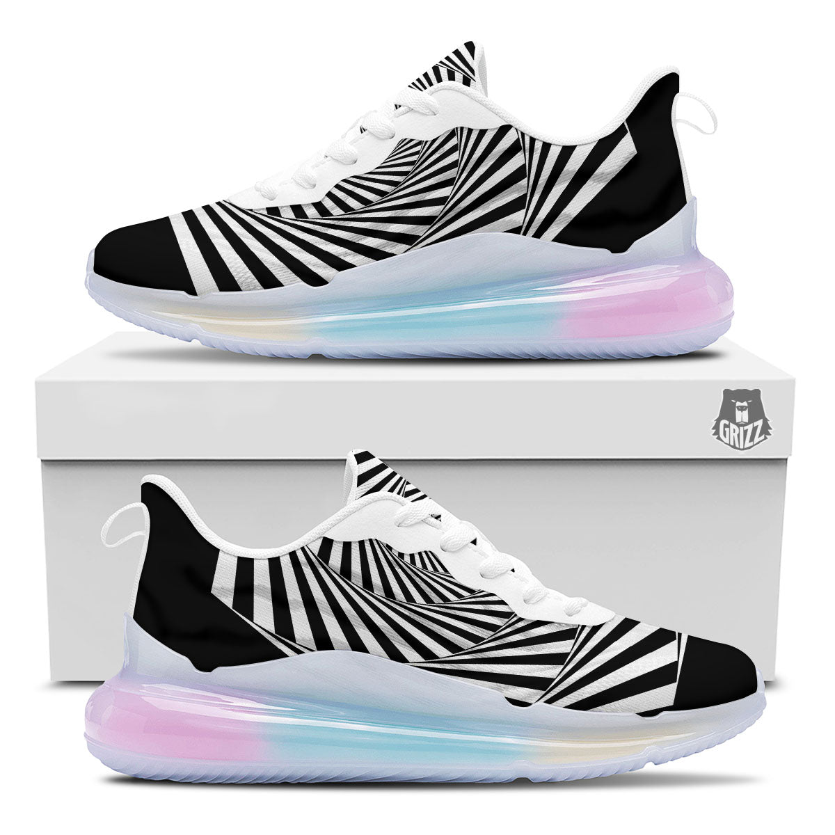 Motion Illusion Angular Swirl Print Running Sneakers-grizzshop