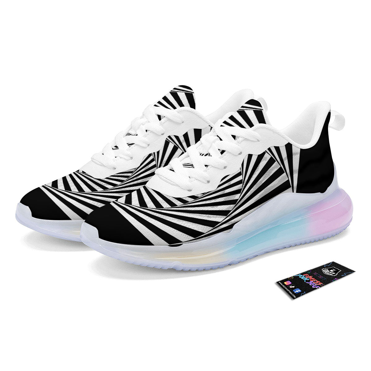 Motion Illusion Angular Swirl Print Running Sneakers-grizzshop