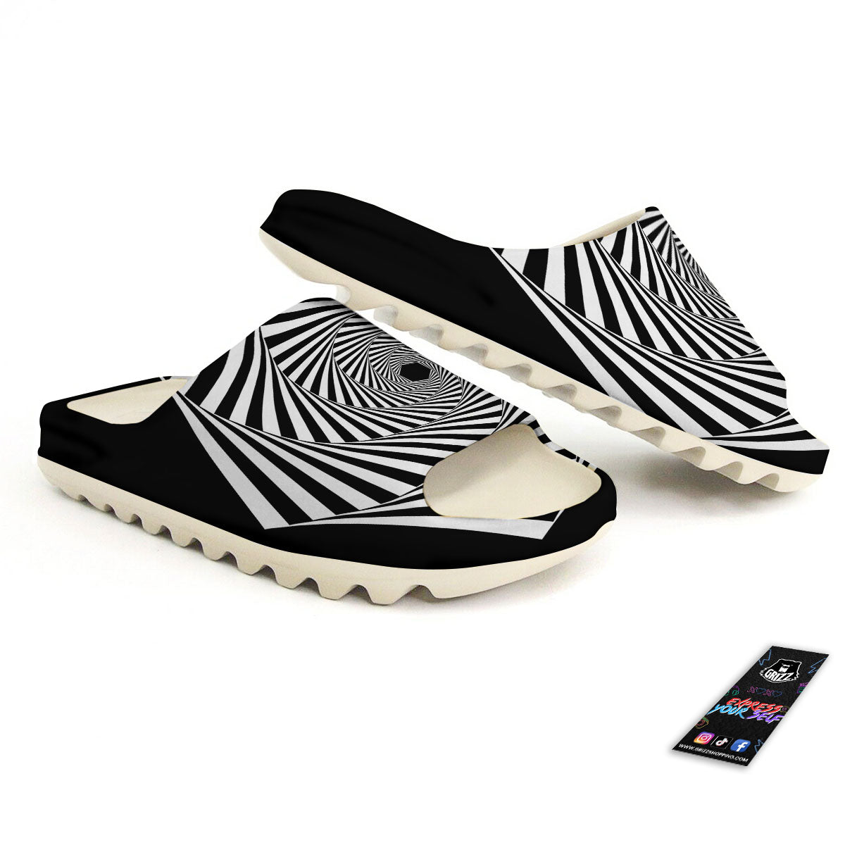 Motion Illusion Angular Swirl Print Sandals-grizzshop