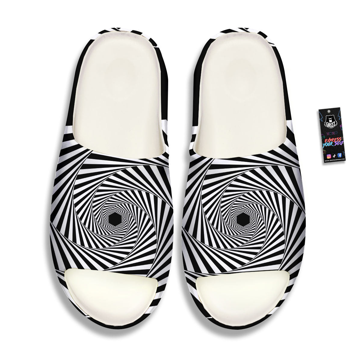 Motion Illusion Angular Swirl Print Sandals-grizzshop