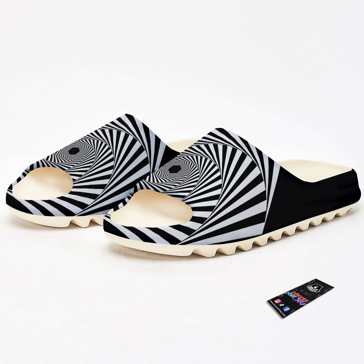 Motion Illusion Angular Swirl Print Sandals-grizzshop