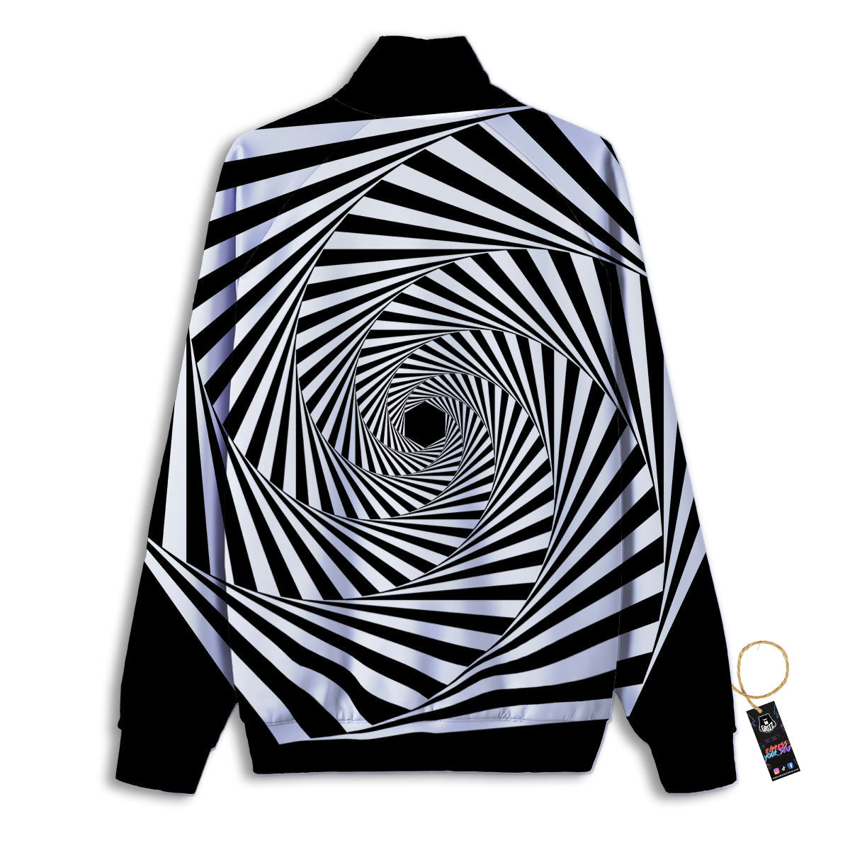 Motion Illusion Angular Swirl Print Track Jacket-grizzshop