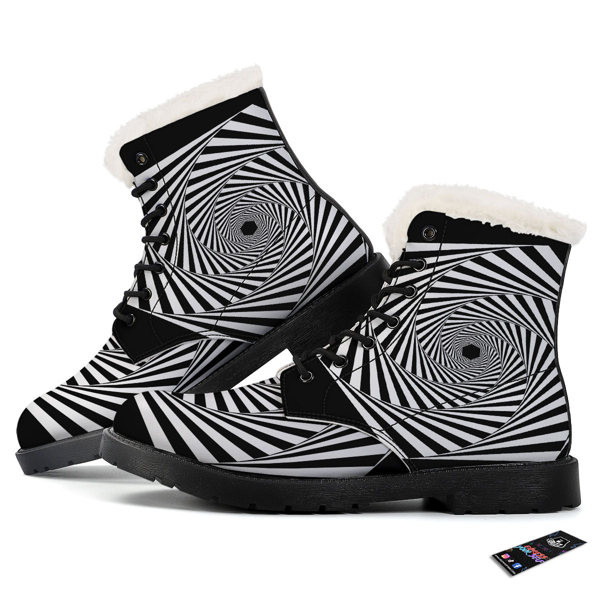 Motion Illusion Angular Swirl Print Winter Boots-grizzshop