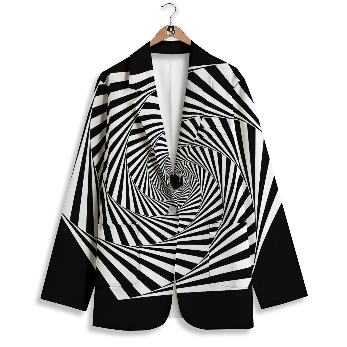Motion Illusion Angular Swirl Print Women's Blazer-grizzshop