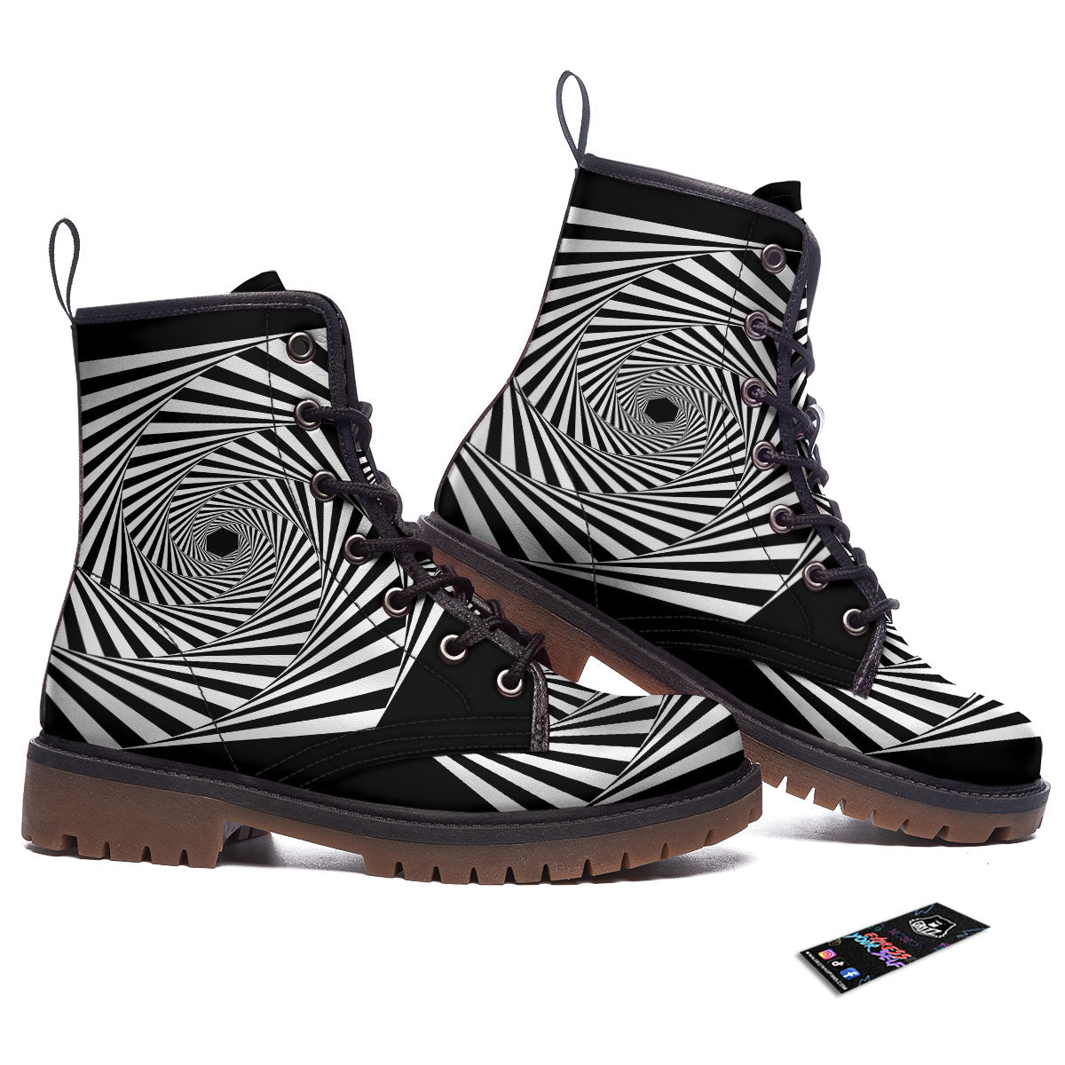 Motion Illusion Angular Swirl Print Work Boots-grizzshop