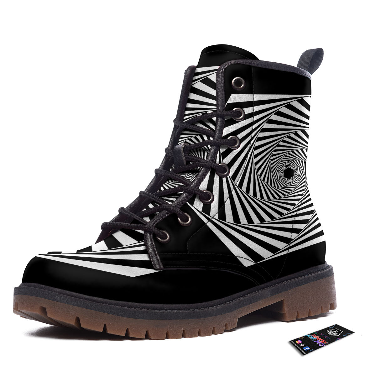 Motion Illusion Angular Swirl Print Work Boots-grizzshop