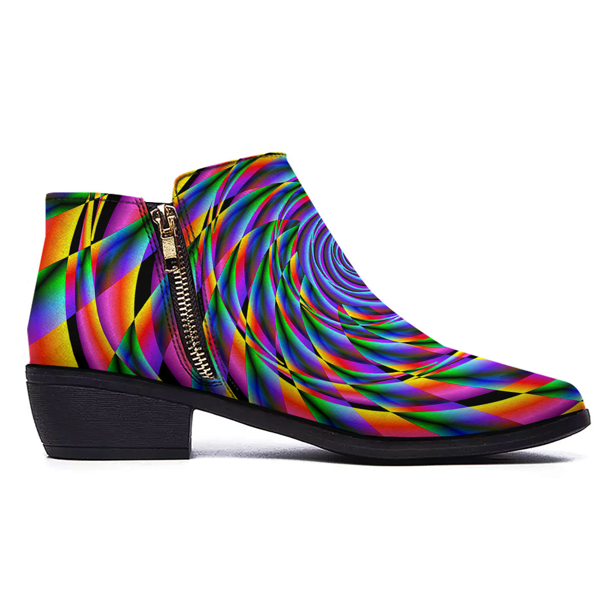 Motion Psychedelic Illusory Print Ankle Boots-grizzshop
