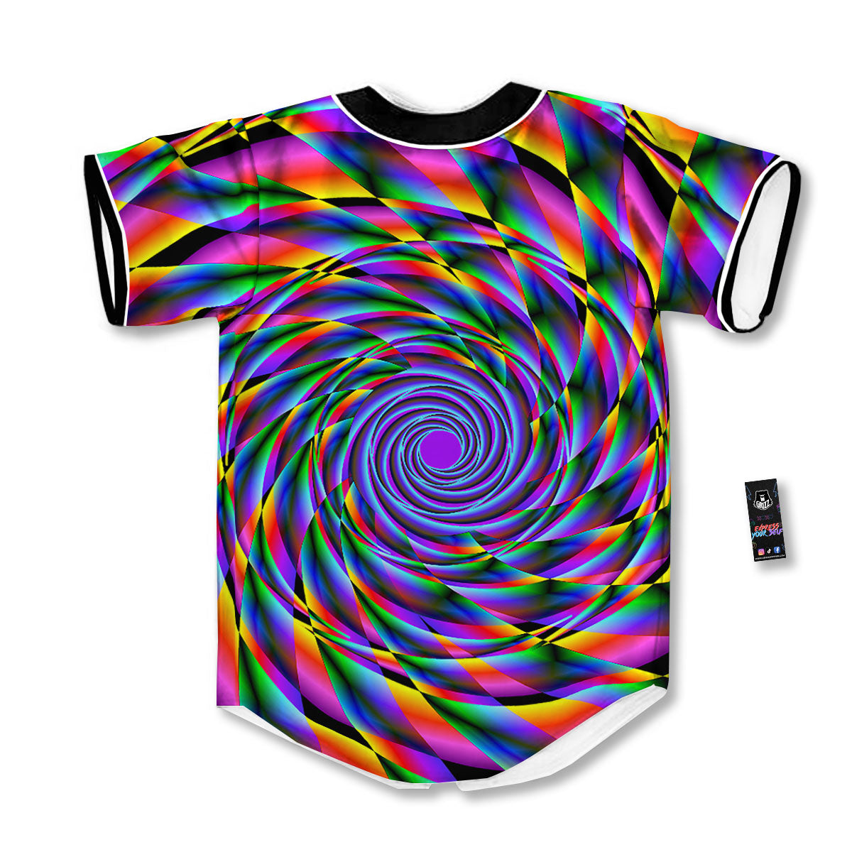Motion Psychedelic Illusory Print Baseball Jersey-grizzshop