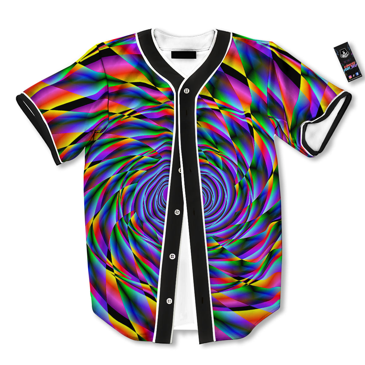 Motion Psychedelic Illusory Print Baseball Jersey-grizzshop