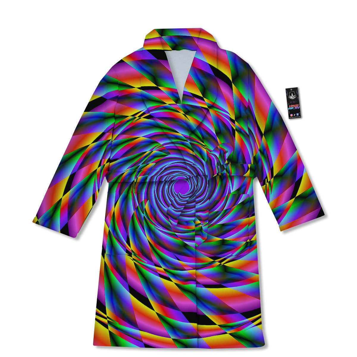 Motion Psychedelic Illusory Print Bathrobe-grizzshop