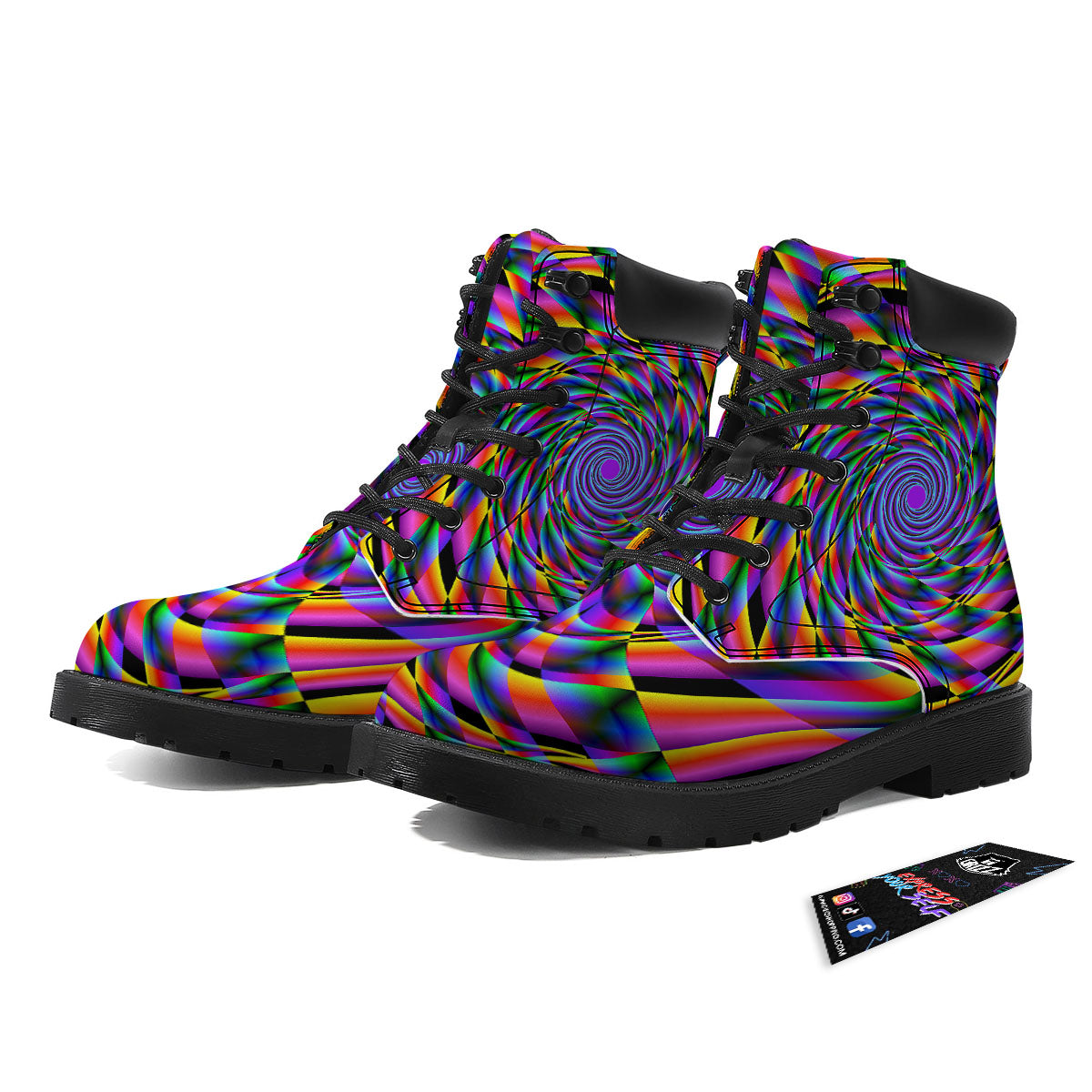 Motion Psychedelic Illusory Print Boots-grizzshop