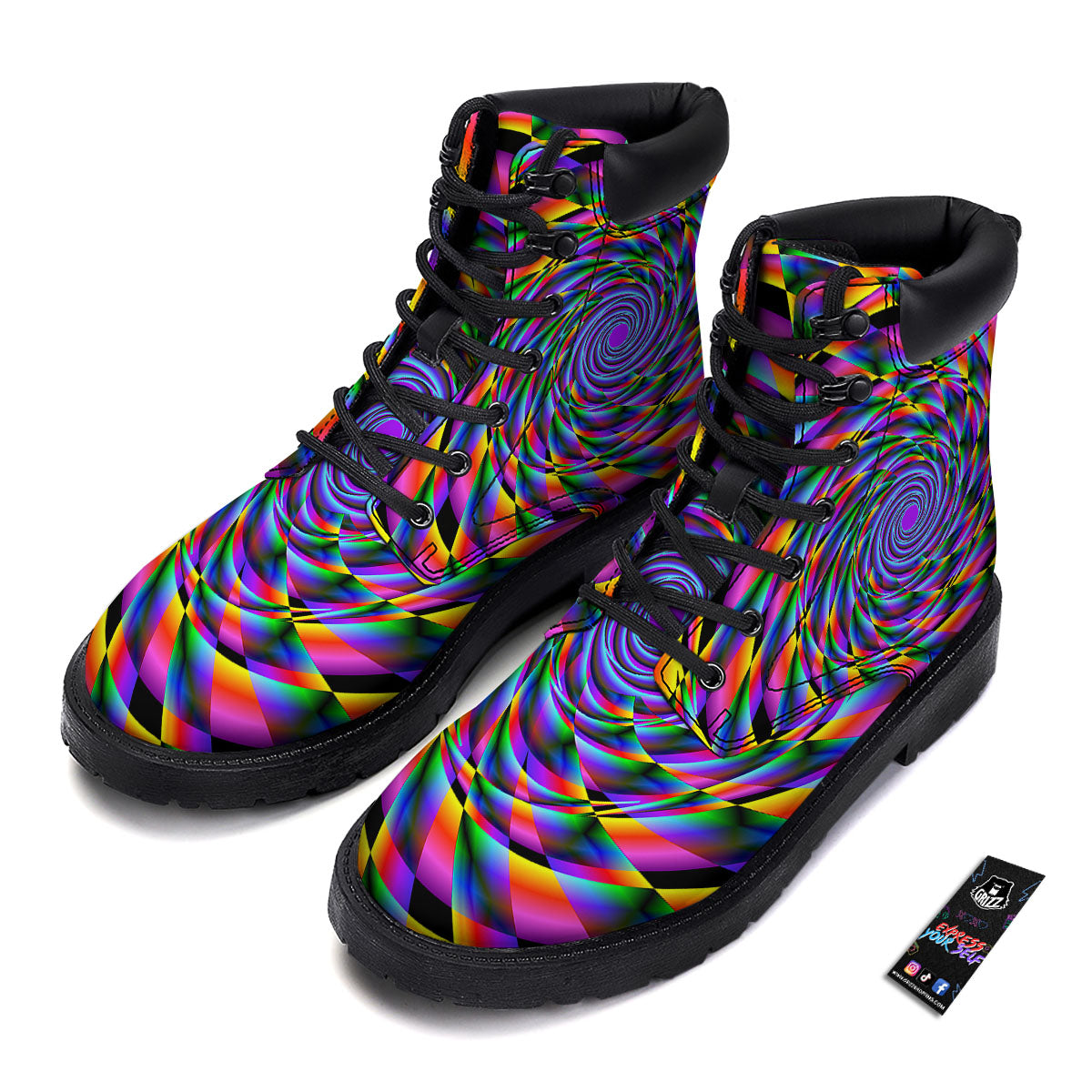 Motion Psychedelic Illusory Print Boots-grizzshop