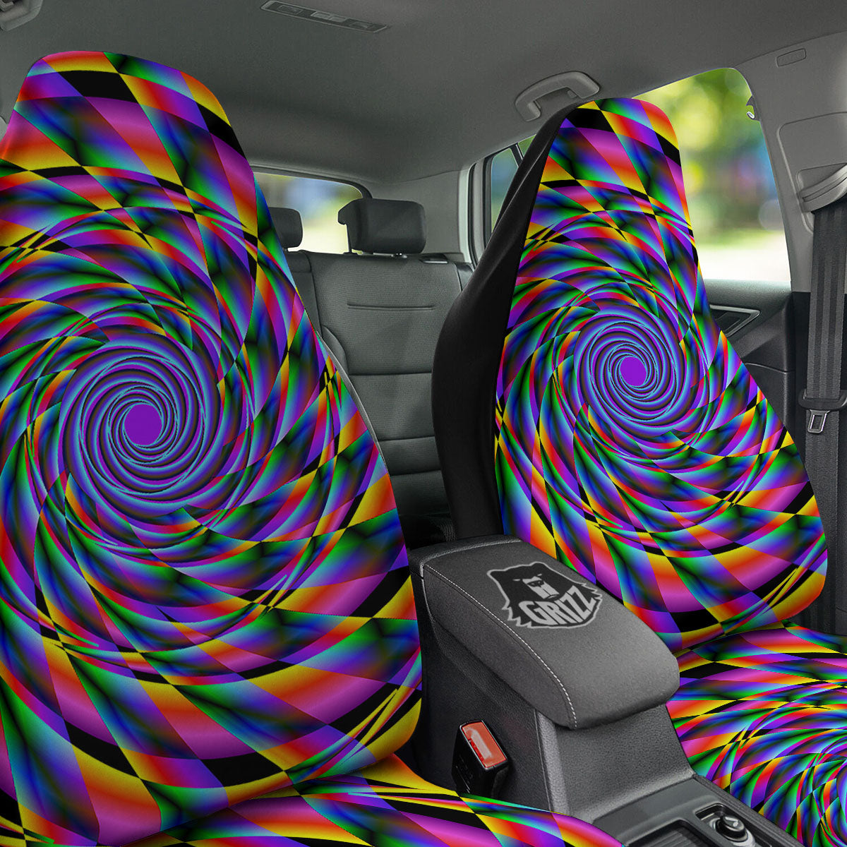 Motion Psychedelic Illusory Print Car Seat Covers-grizzshop