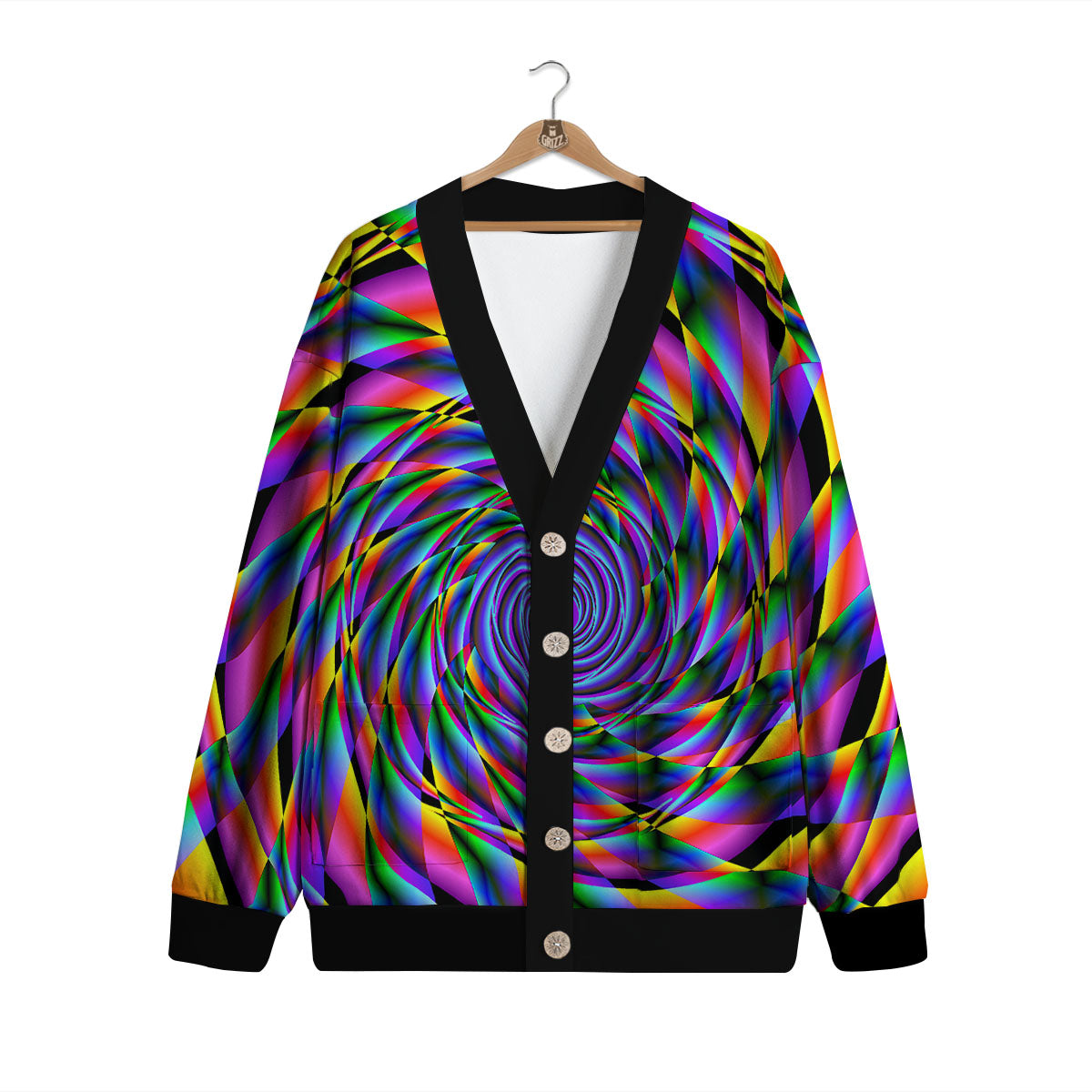 Motion Psychedelic Illusory Print Cardigan-grizzshop