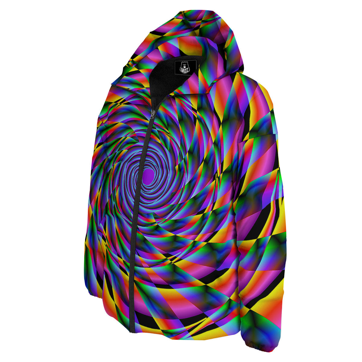 Motion Psychedelic Illusory Print Down Jacket-grizzshop
