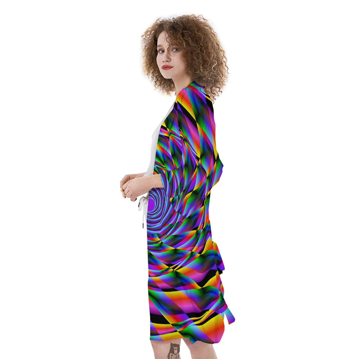 Motion Psychedelic Illusory Print Kimono-grizzshop