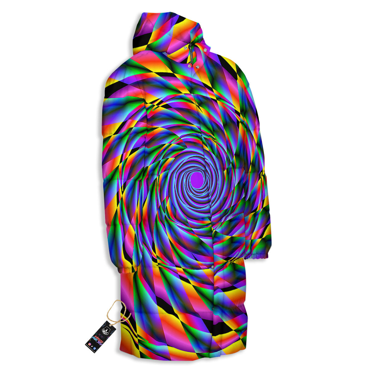 Motion Psychedelic Illusory Print Long Down Jacket-grizzshop