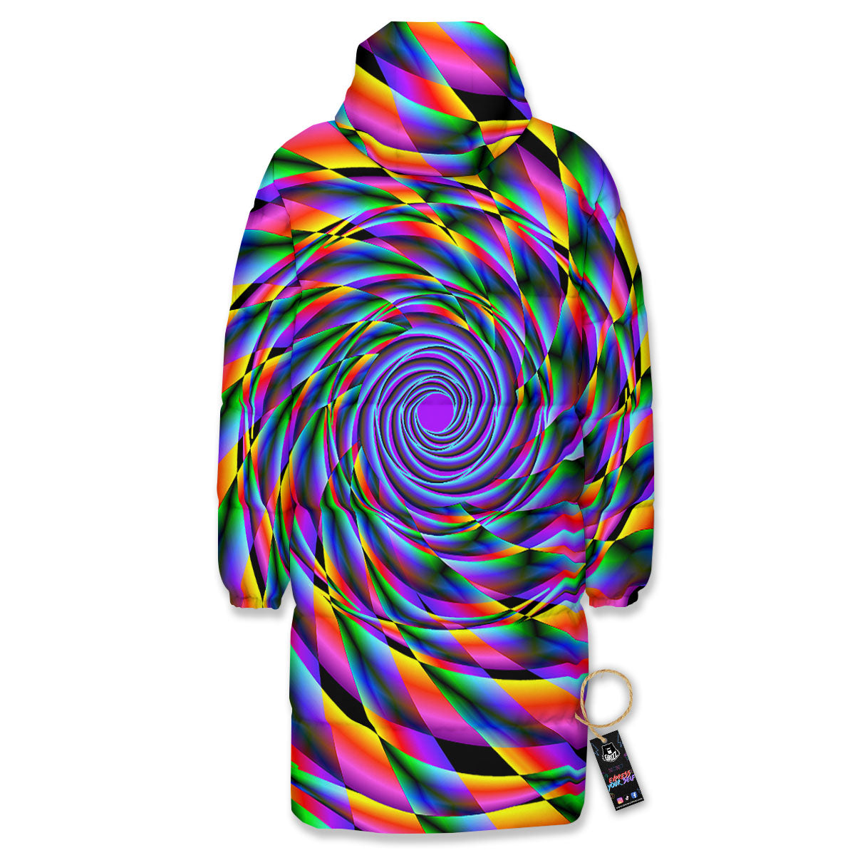 Motion Psychedelic Illusory Print Long Down Jacket-grizzshop