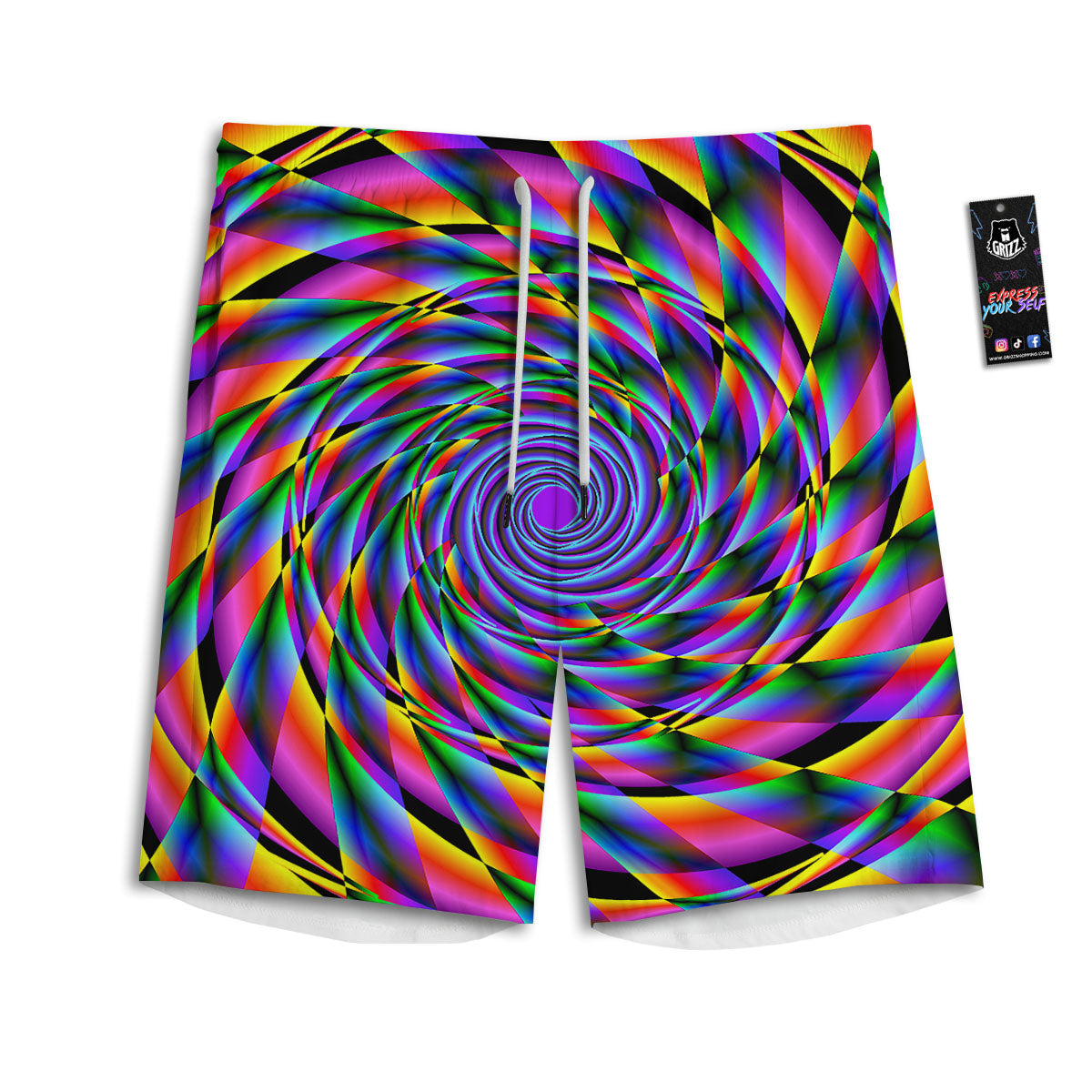 Motion Psychedelic Illusory Print Men's Athletic Shorts