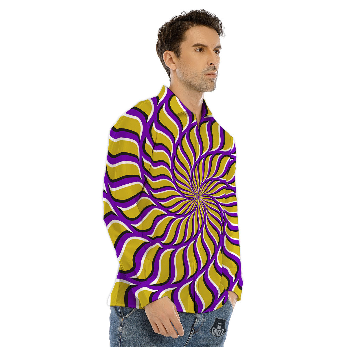 Motion Psychedelic Illusory Print Men's Dress Shirts-grizzshop