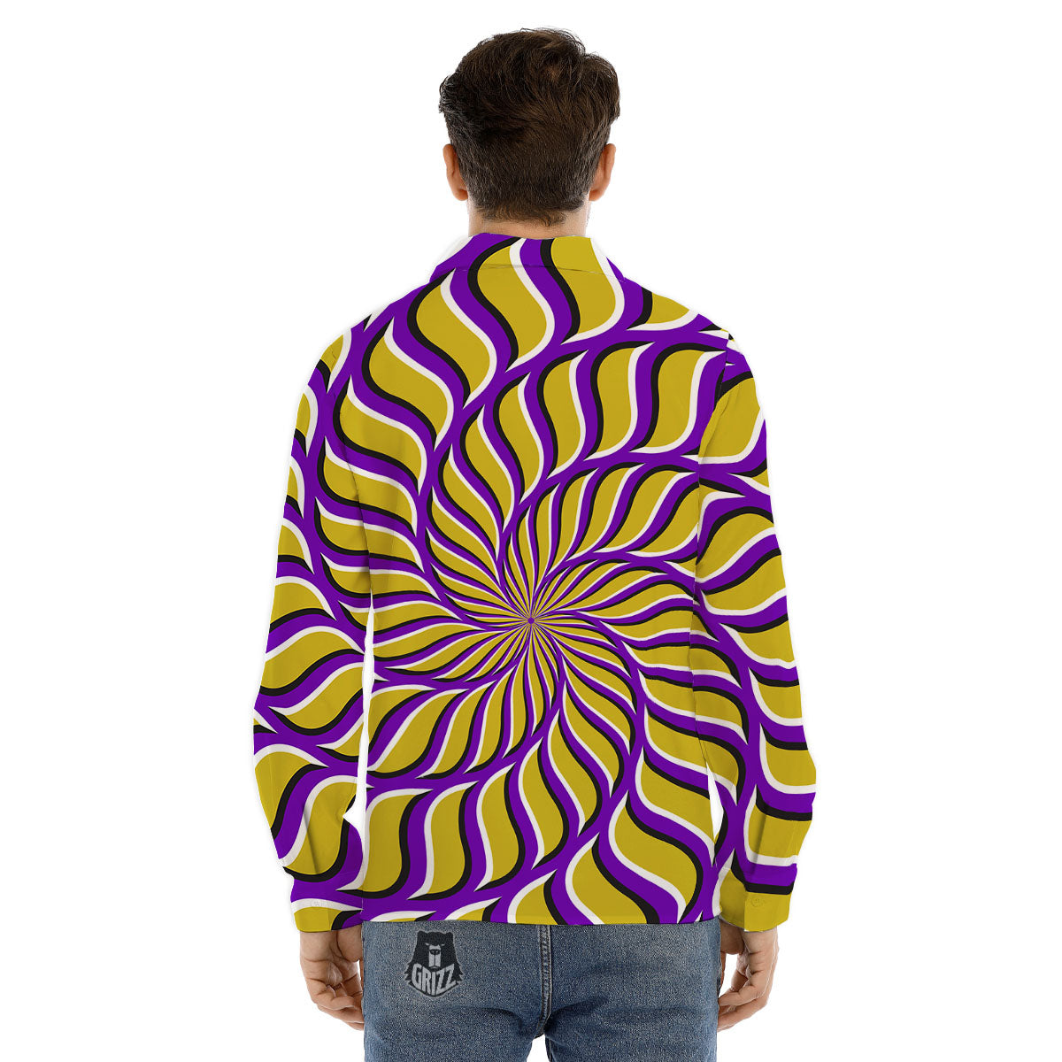 Motion Psychedelic Illusory Print Men's Dress Shirts-grizzshop