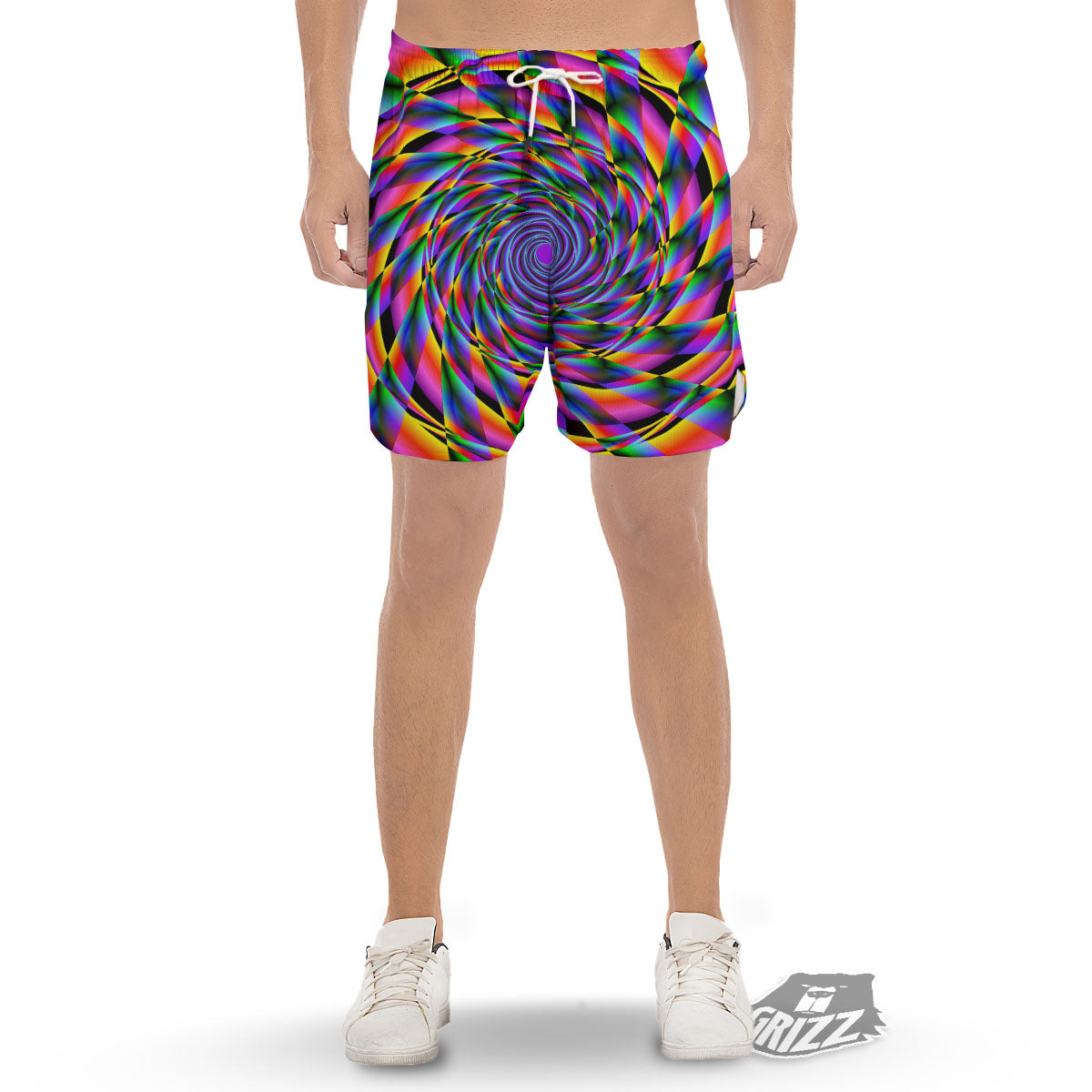Motion Psychedelic Illusory Print Men's Gym Shorts-grizzshop