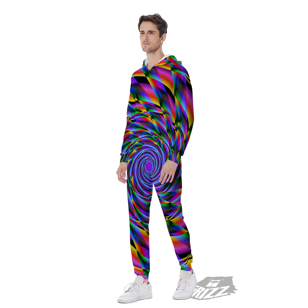 Motion Psychedelic Illusory Print Men's Jumpsuit-grizzshop