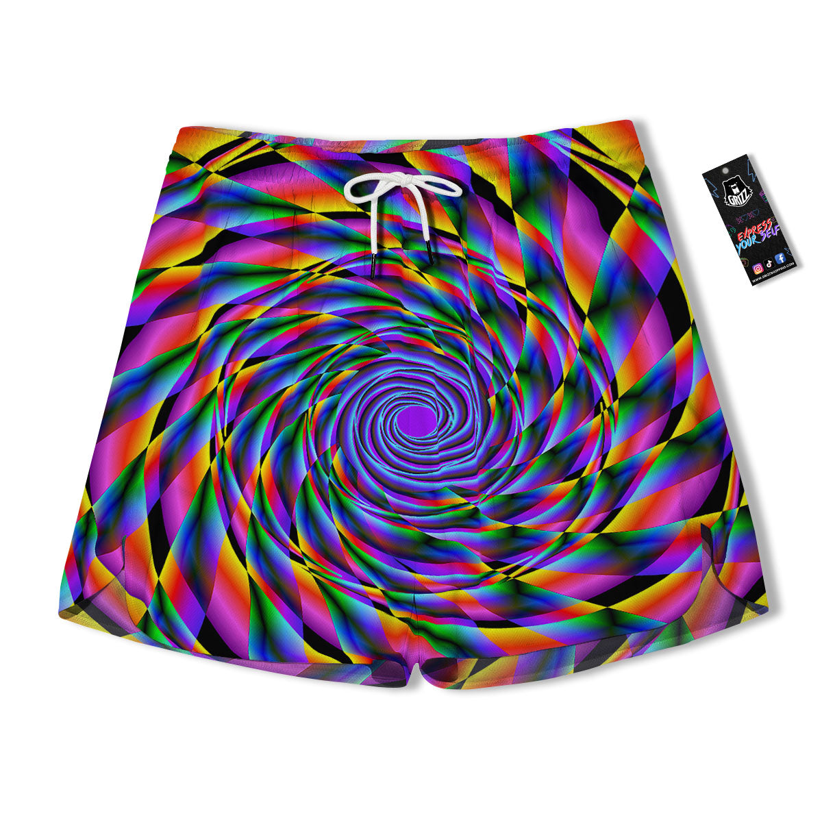 Motion Psychedelic Illusory Print Men's Running Shorts-grizzshop