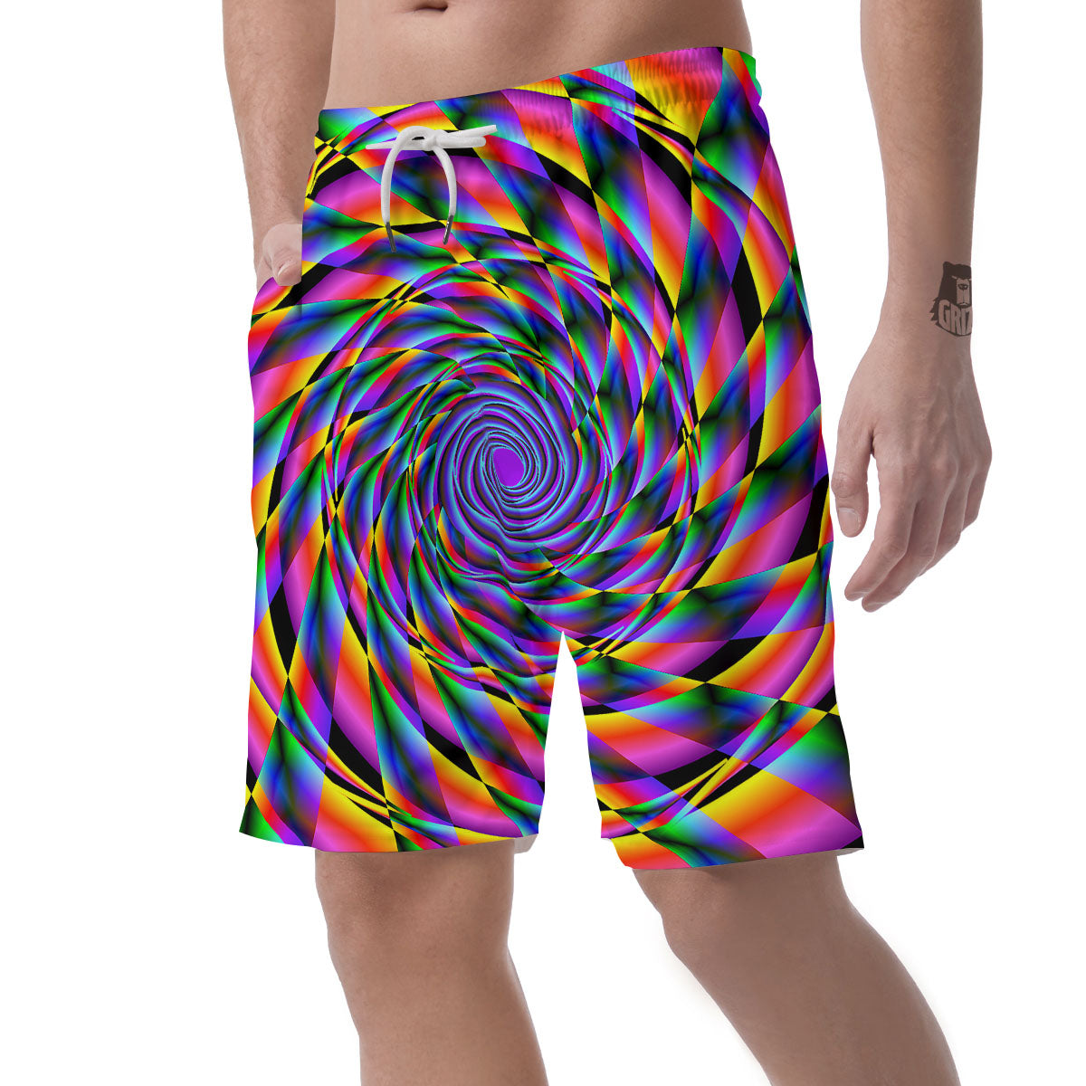 Motion Psychedelic Illusory Print Men's Shorts-grizzshop