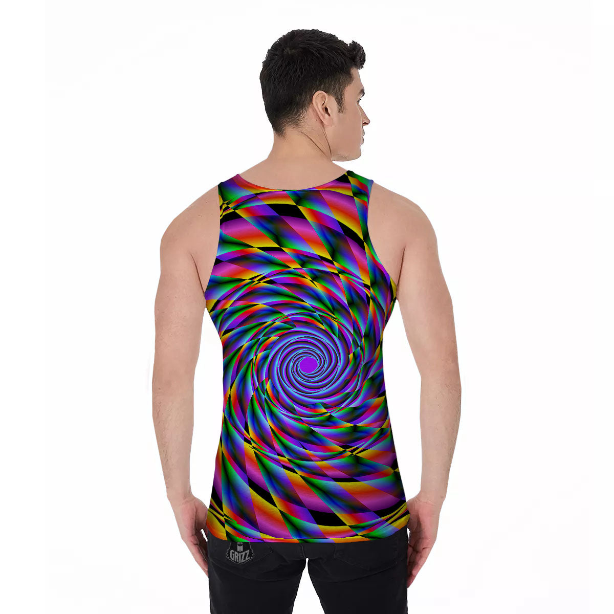 Motion Psychedelic Illusory Print Men's Tank Top-grizzshop