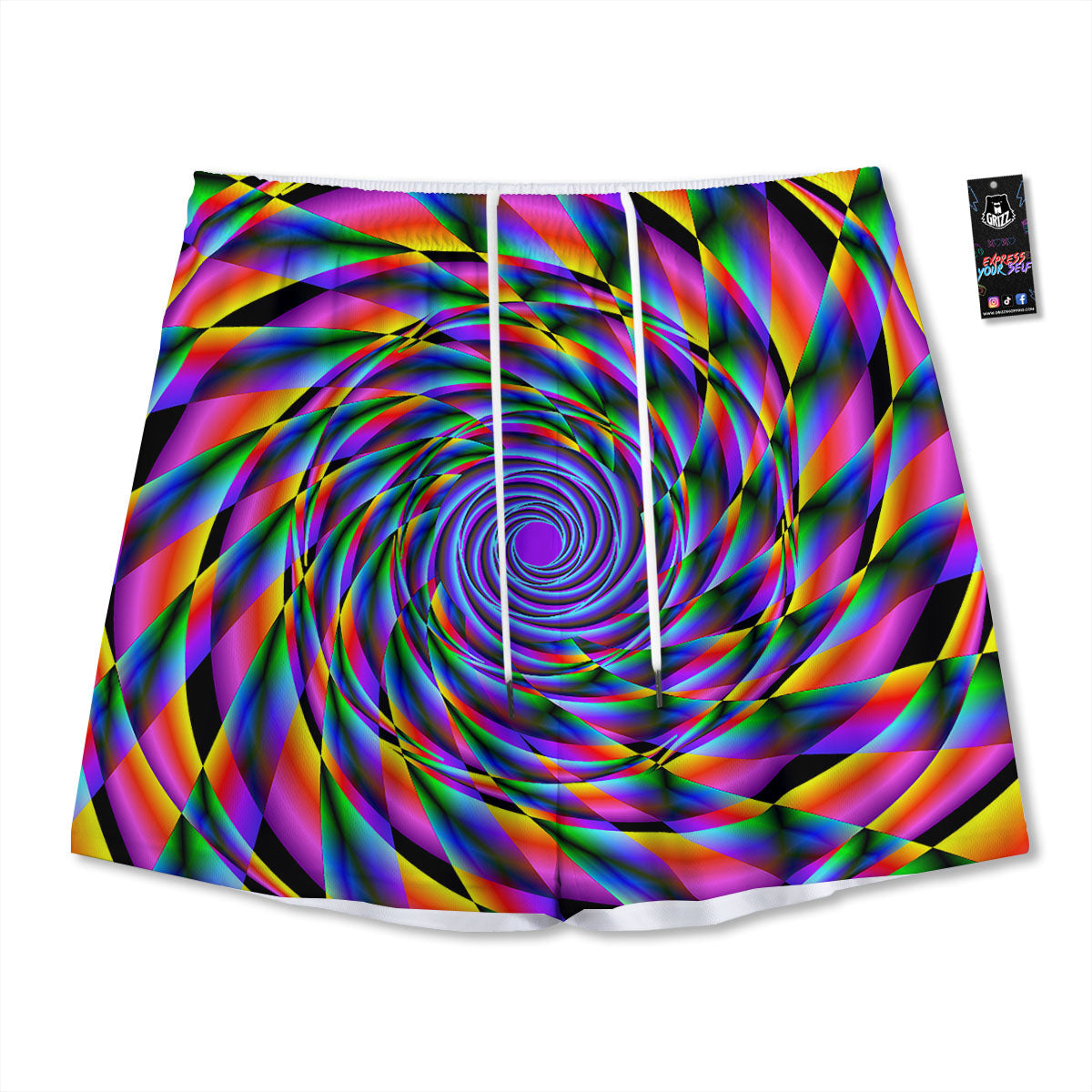 Motion Psychedelic Illusory Print Mesh Shorts