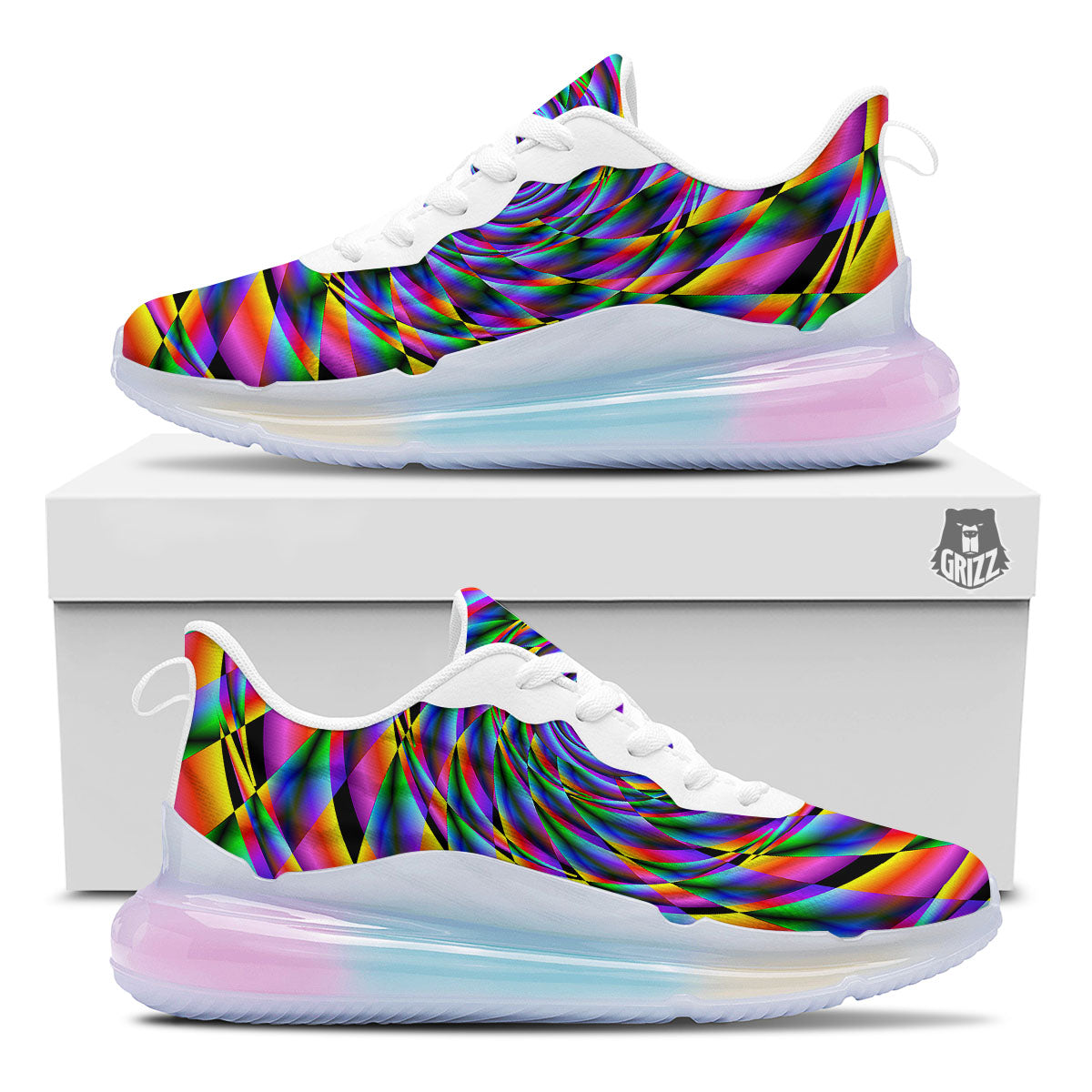 Motion Psychedelic Illusory Print Running Sneakers-grizzshop