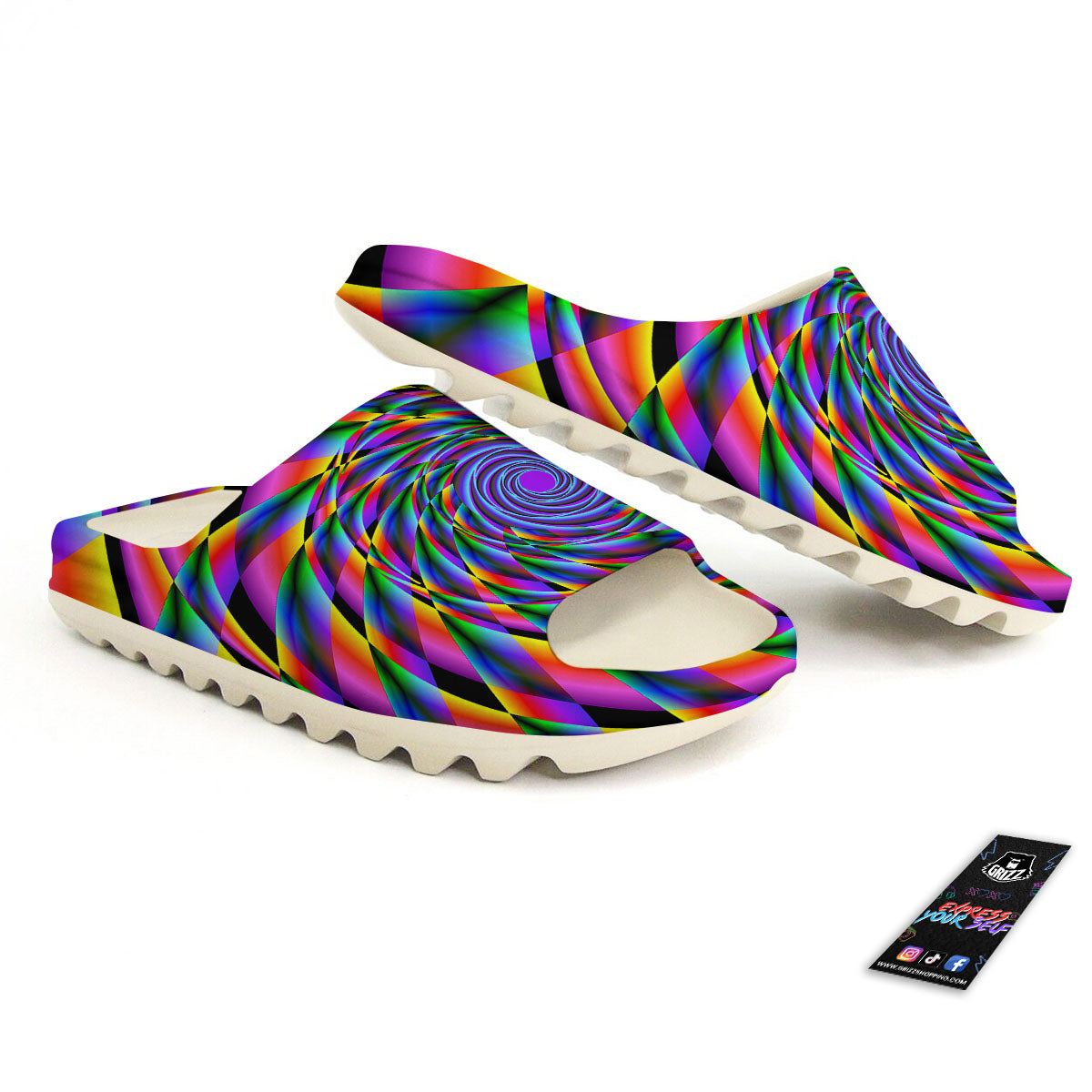Motion Psychedelic Illusory Print Sandals-grizzshop