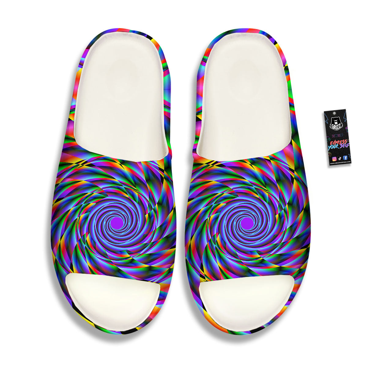 Motion Psychedelic Illusory Print Sandals-grizzshop