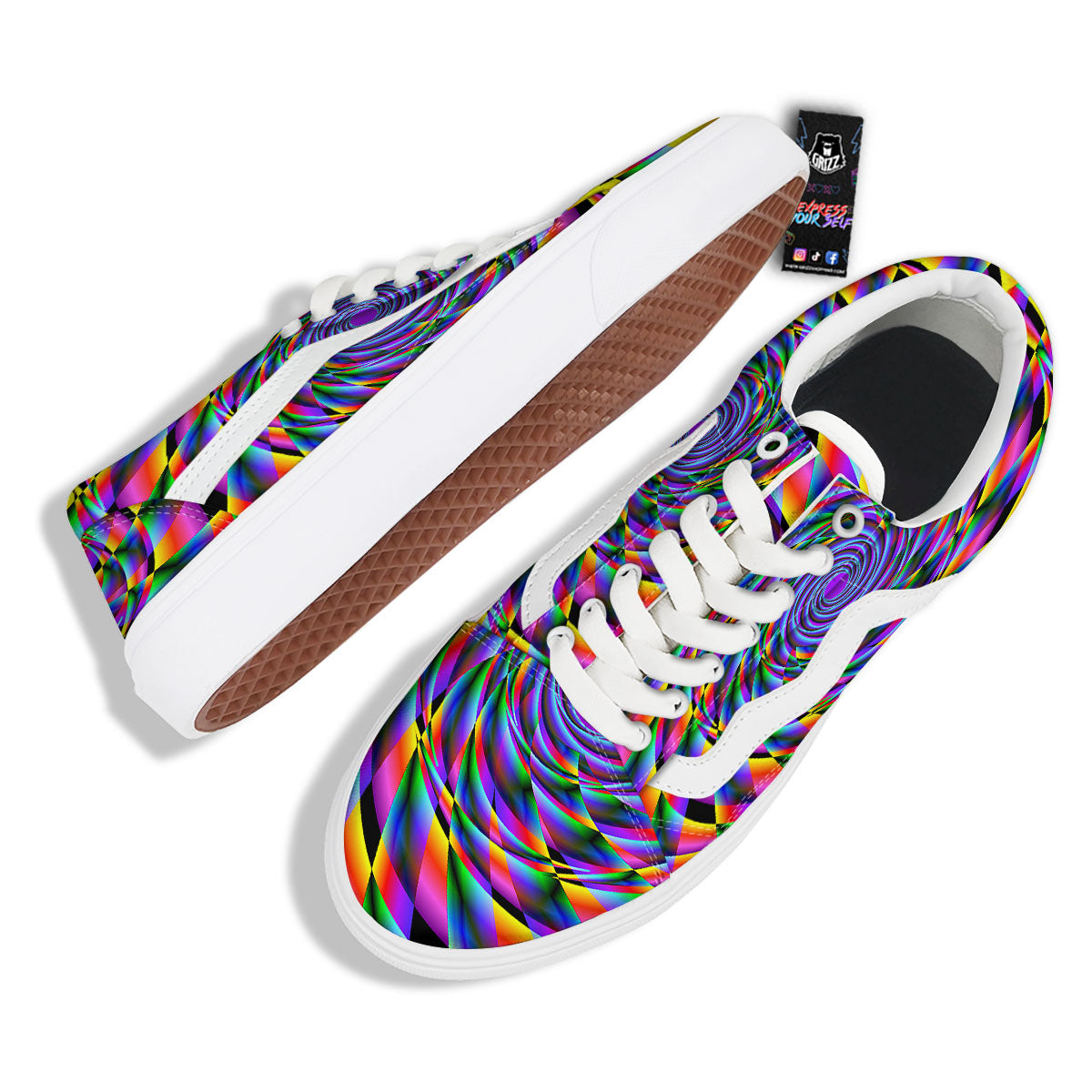 Motion Psychedelic Illusory Print Skate Shoes-grizzshop