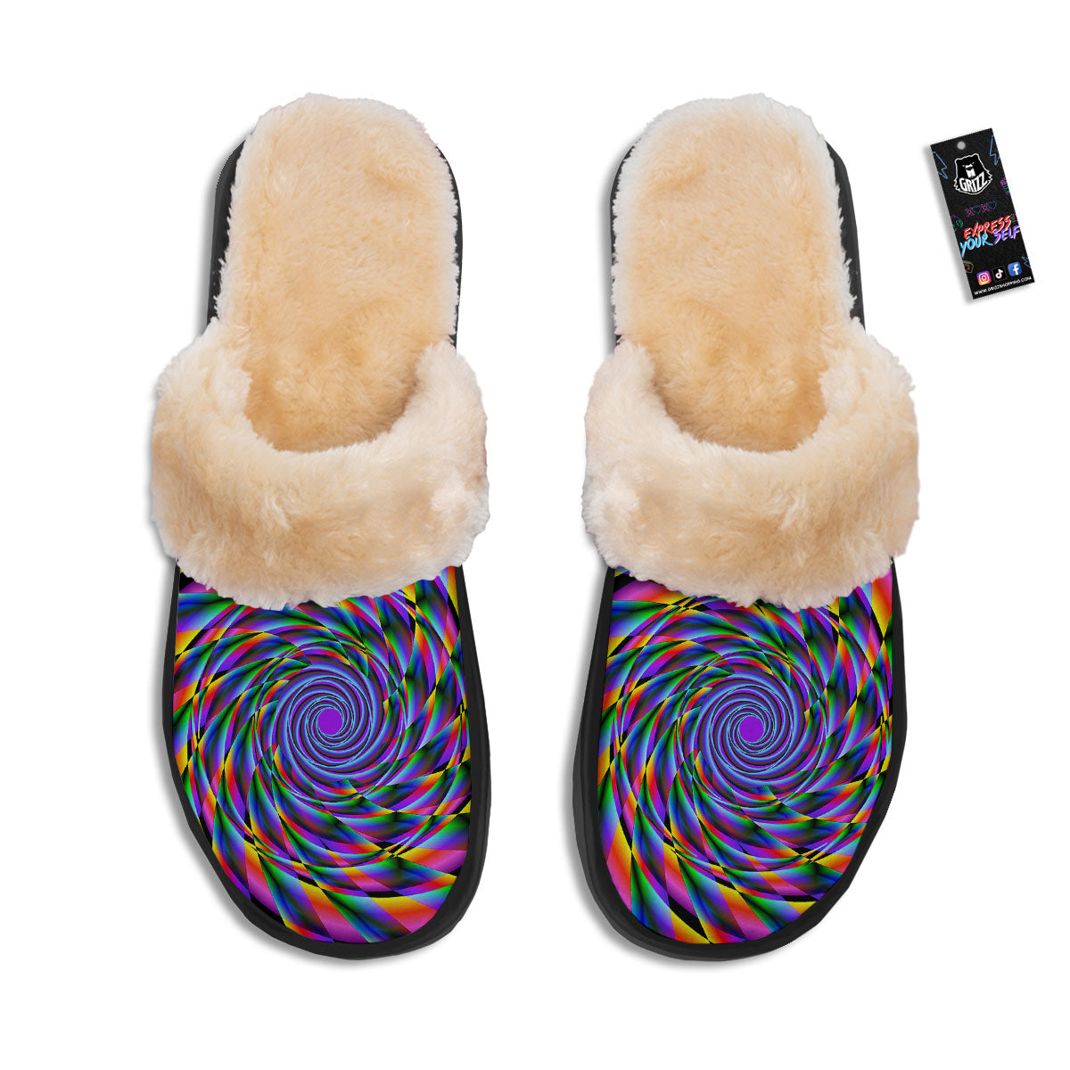 Motion Psychedelic Illusory Print Slippers-grizzshop