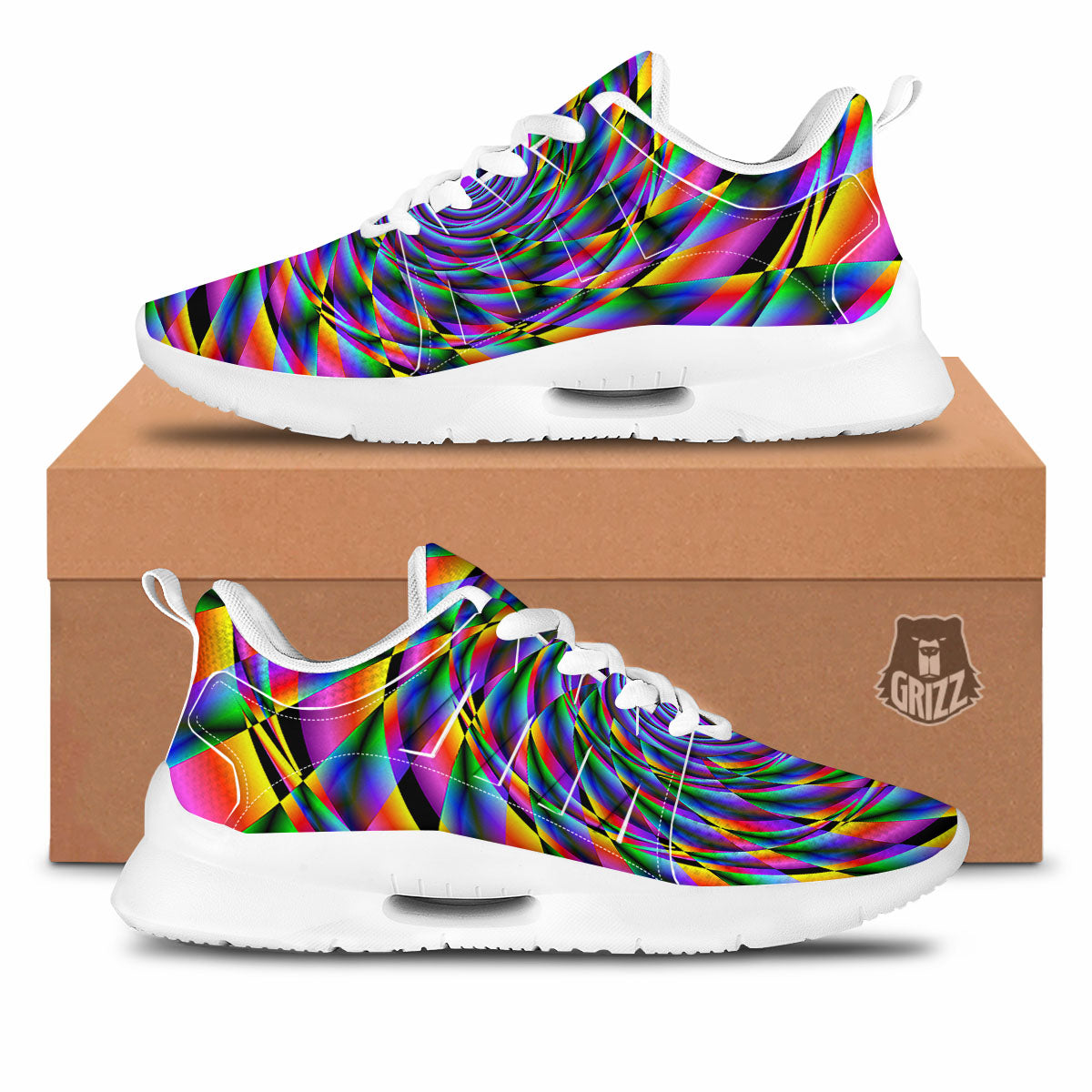 Motion Psychedelic Illusory Print Tennis Shoes-grizzshop