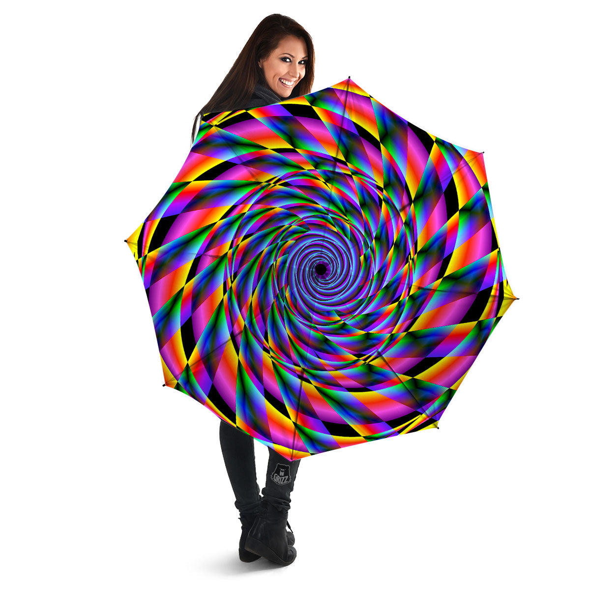 Motion Psychedelic Illusory Print Umbrella-grizzshop