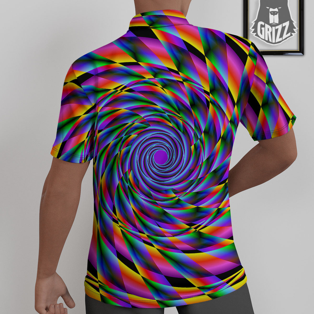 Motion Psychedelic Illusory Print Untucked Shirts-grizzshop