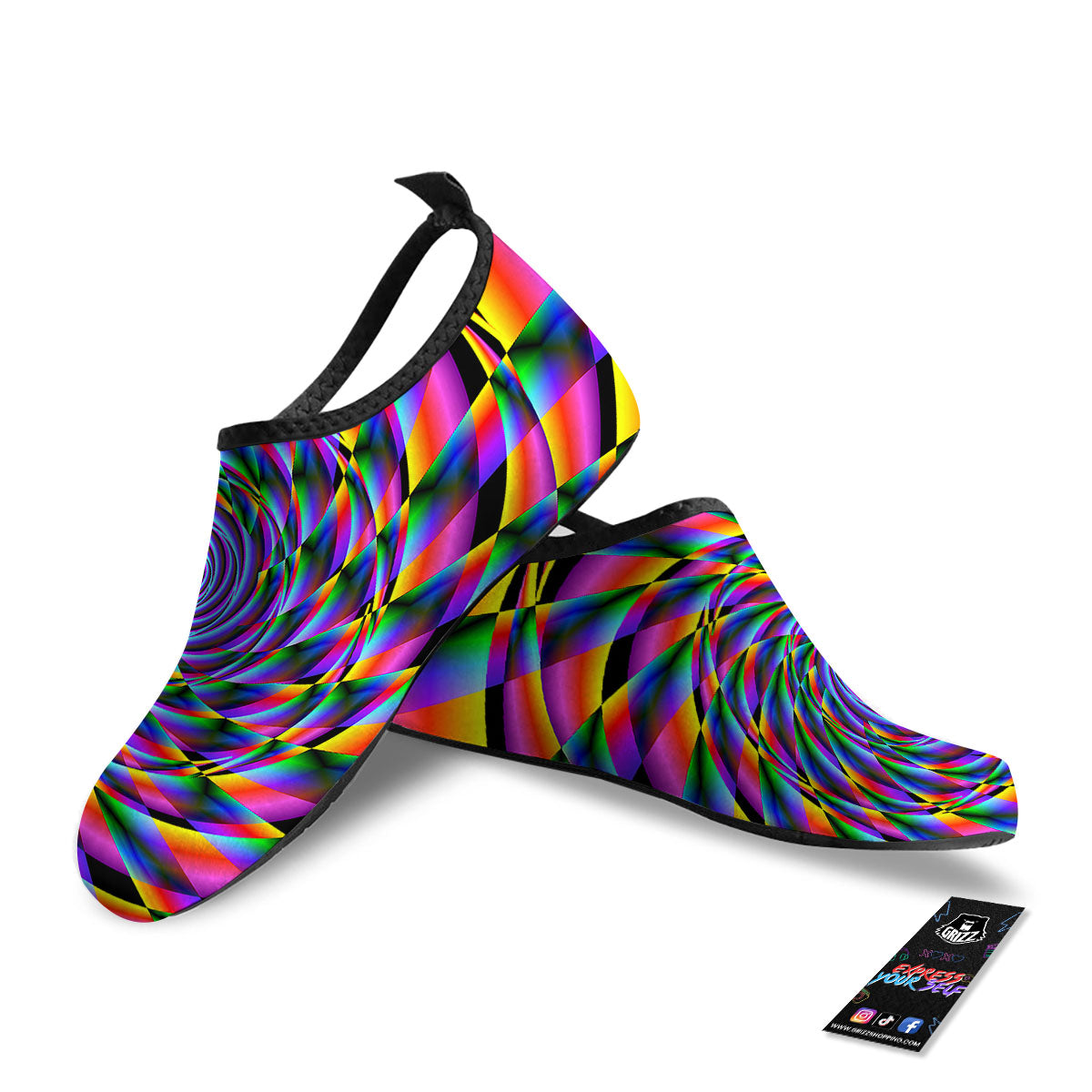 Motion Psychedelic Illusory Print Water Shoes-grizzshop