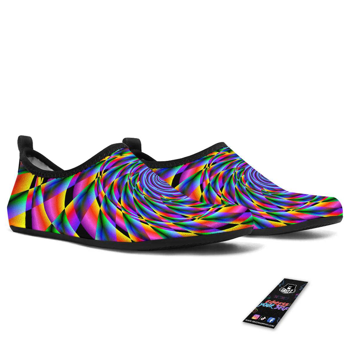 Motion Psychedelic Illusory Print Water Shoes-grizzshop