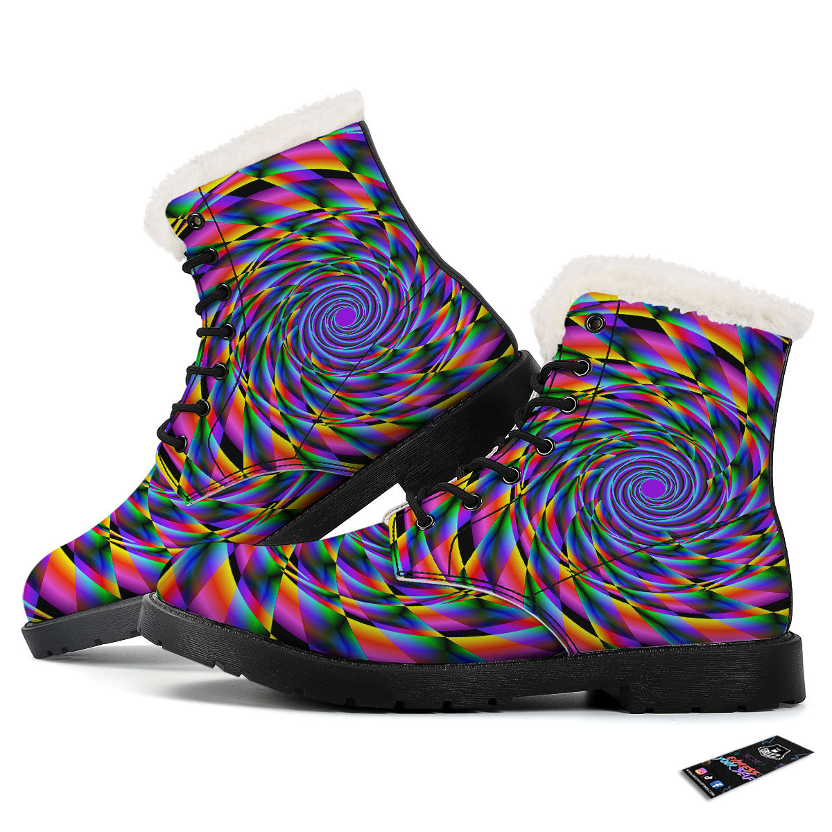 Motion Psychedelic Illusory Print Winter Boots-grizzshop