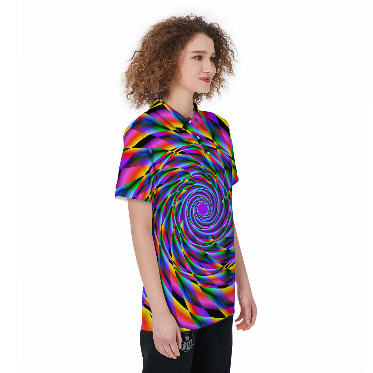 Motion Psychedelic Illusory Print Women's Golf Shirts-grizzshop
