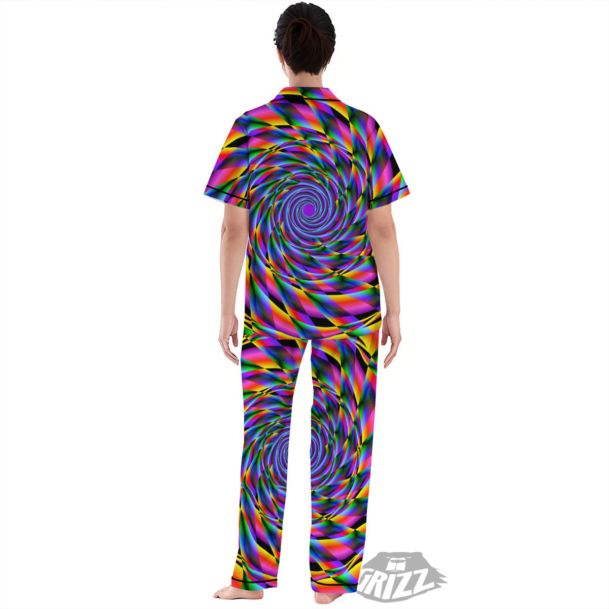 Motion Psychedelic Illusory Print Women's Pajamas Set-grizzshop