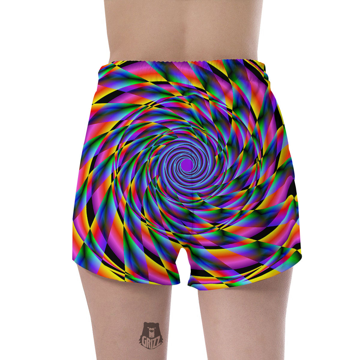 Motion Psychedelic Illusory Print Women's Shorts-grizzshop
