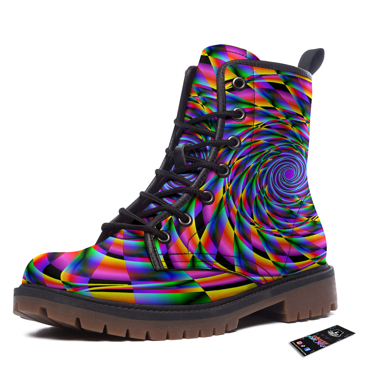Motion Psychedelic Illusory Print Work Boots-grizzshop