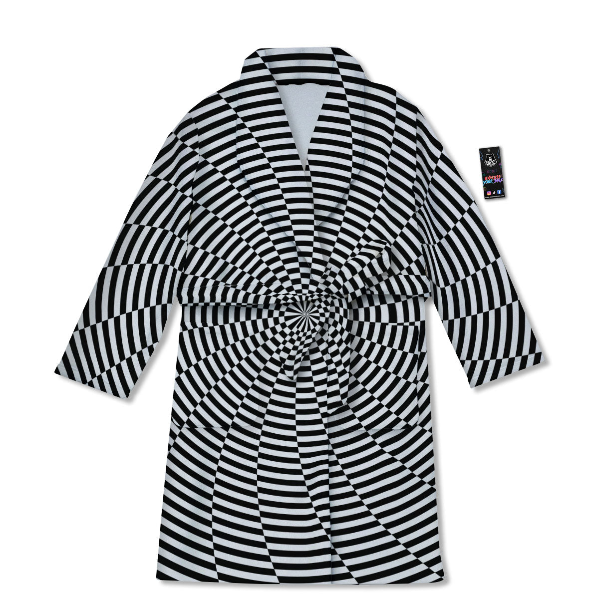 Motion Spiral Illusory Print Bathrobe-grizzshop