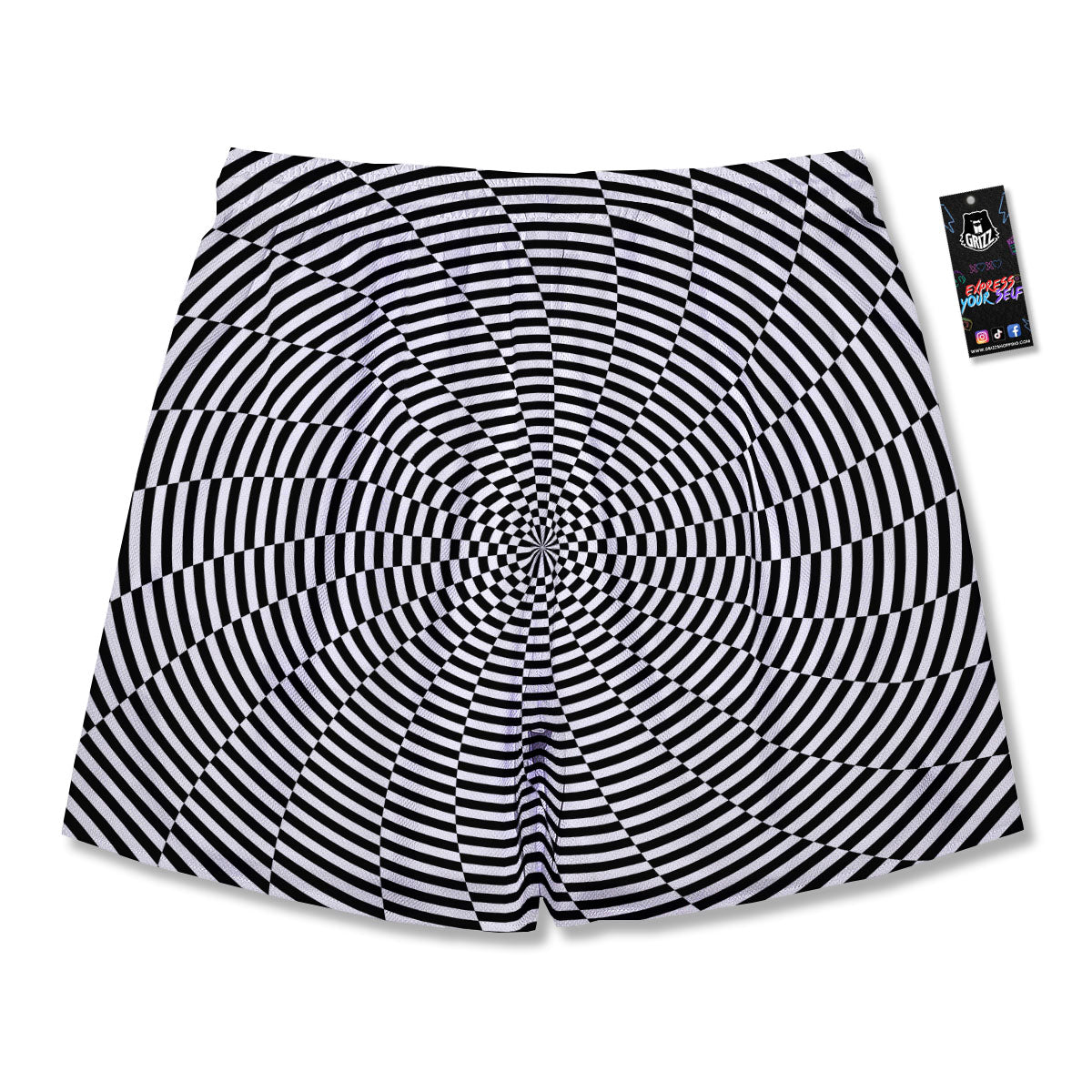 Motion Spiral Illusory Print Men's Running Shorts-grizzshop