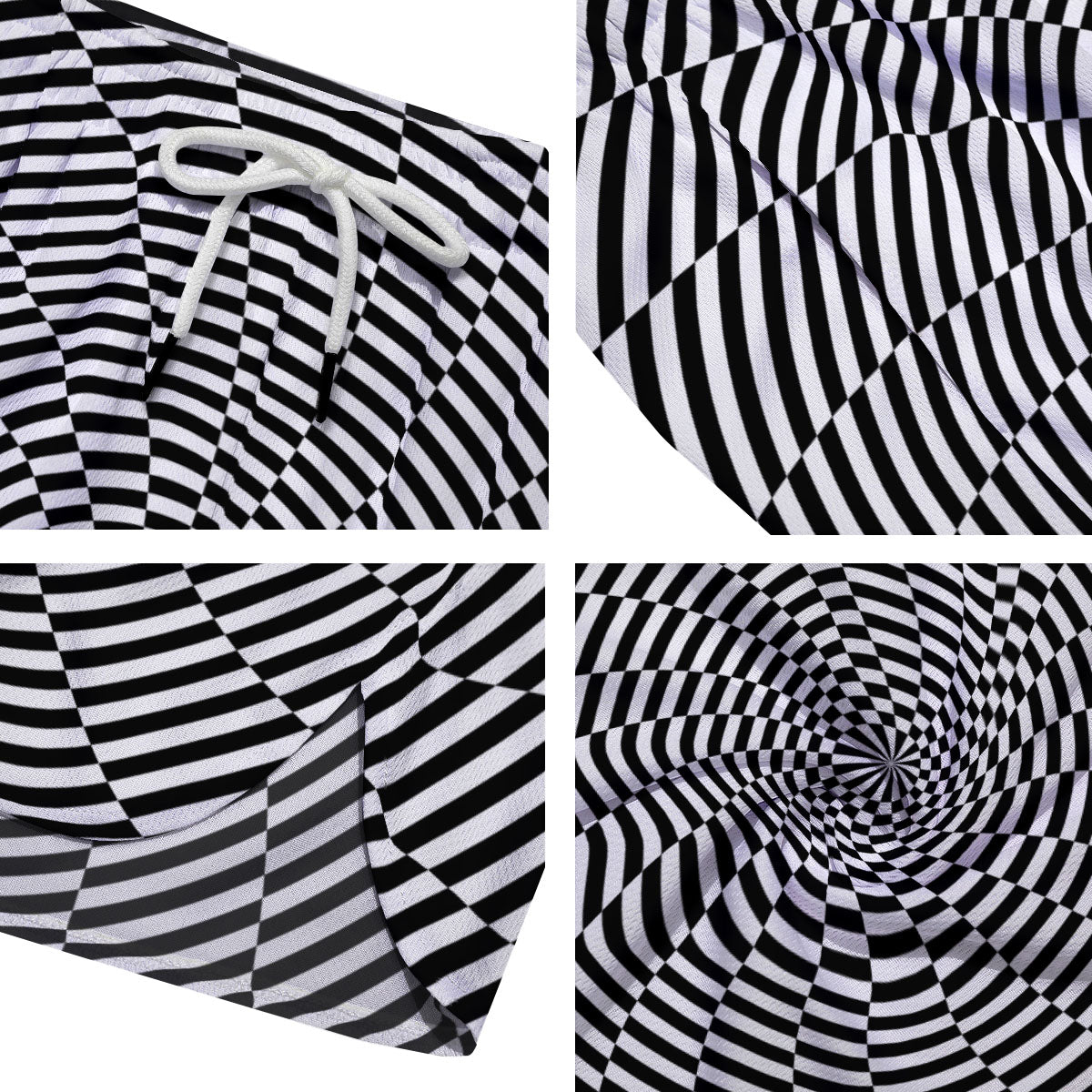 Motion Spiral Illusory Print Men's Running Shorts-grizzshop